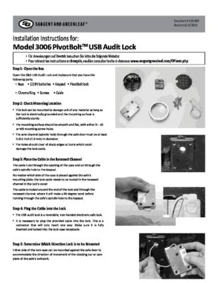 Audit Lock 2.0 Model 3006 Installation Instructions