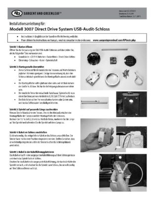 Audit Lock 2.0 Model 3007 Installation Instructions - GERMAN