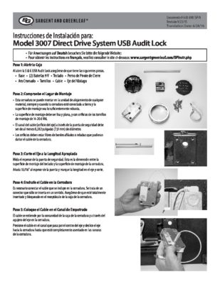 Audit Lock 2.0 Model 3007 Installation Instructions - Spanish