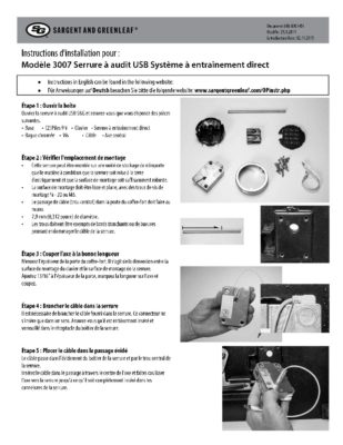 Audit Lock 2.0 Model 3007 Installation Instructions - FRENCH