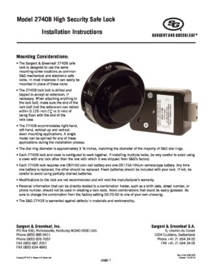 Model 2740B Installation Instructions