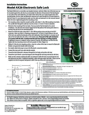 AxisBlu 1-Battery Keypad Installation Instructions