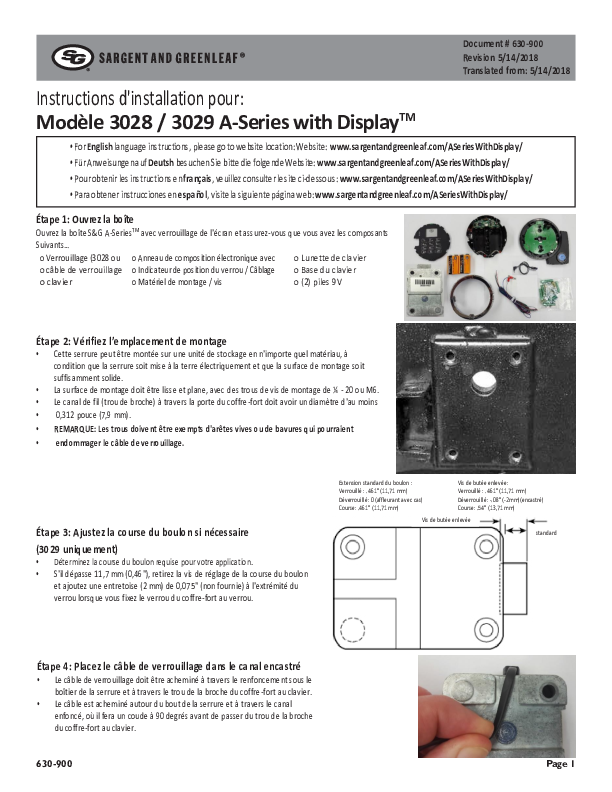 ASWD Model 3028_3029 Installation Instructions - FRENCH