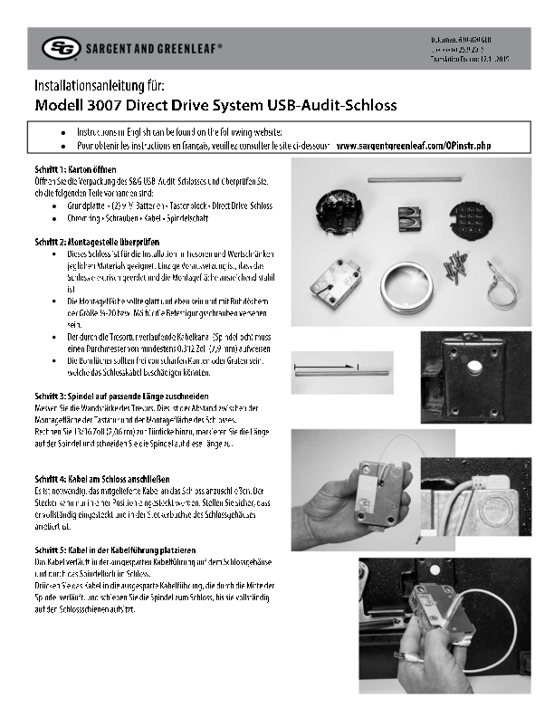 Audit Lock 2.0 Model 3007 Installation Instructions - GERMAN