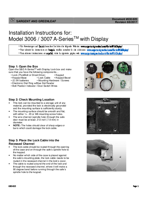 ASWD Model 3006_3007 Installation Instructions