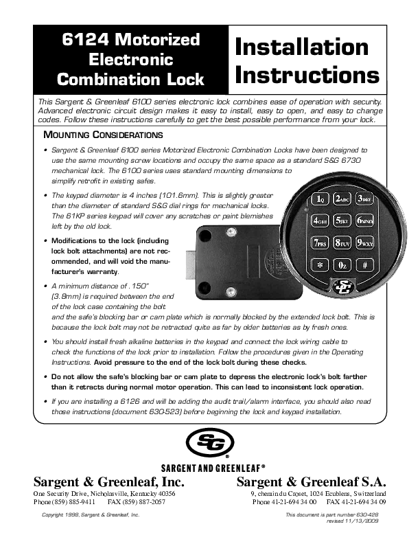 Model 6124 Installation Instructions