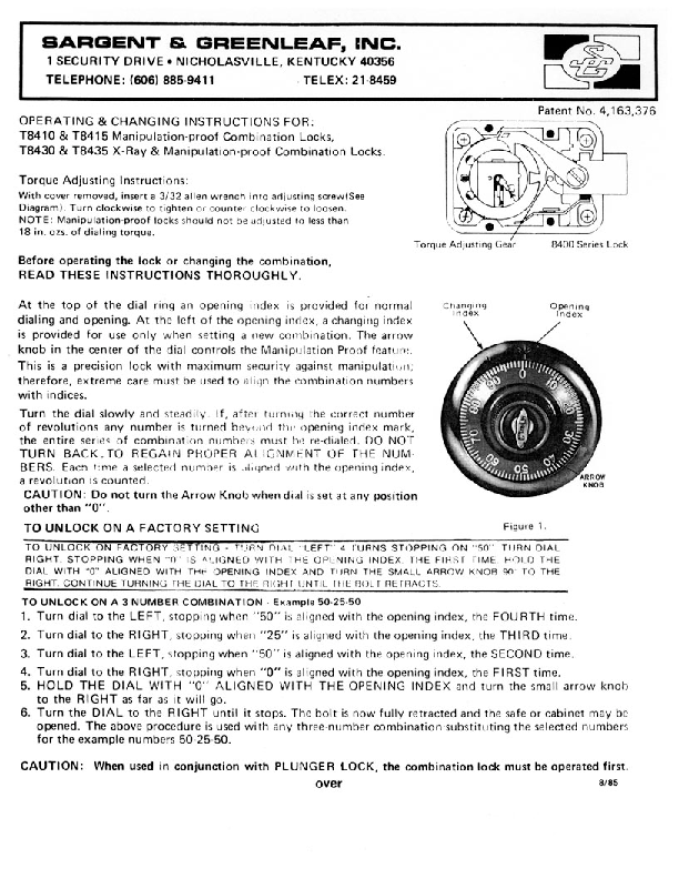 8400 Series Operating Instructions