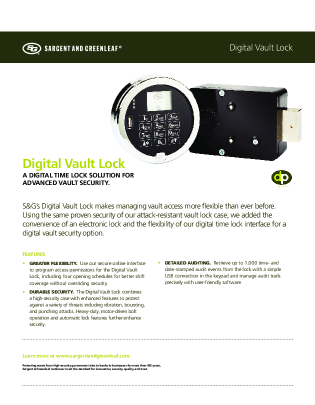Digital Vault Lock Sell Sheet